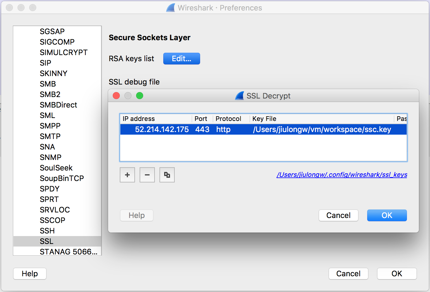 Wireshark SSL RSA key list